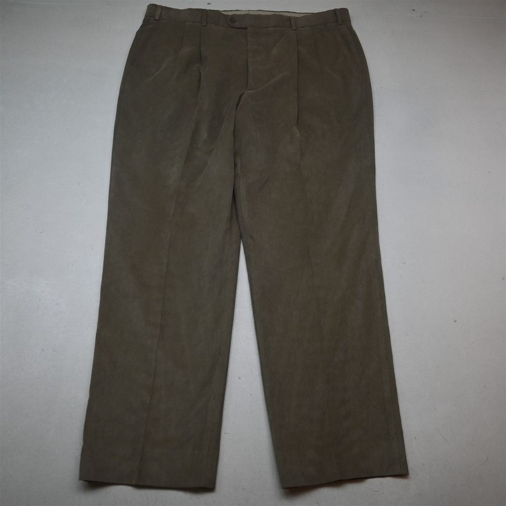 Linea Naturale 40x32 Taupe Gray Fine Ribbed Corduroy Pleated Dress Pants
